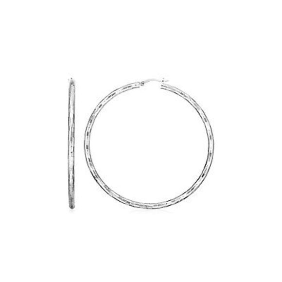 Richard Cannon Jewelry - Sterling Silver Large Hoop Earrings with Hammered Texture